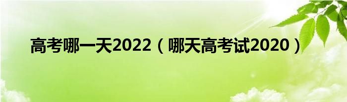 高考哪一天2022（哪天高考试2020）