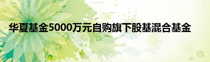 华夏基金5000万元自购旗下股基混合基金