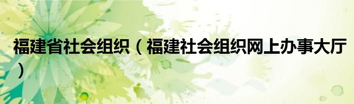 福建省社会组织（福建社会组织网上办事大厅）