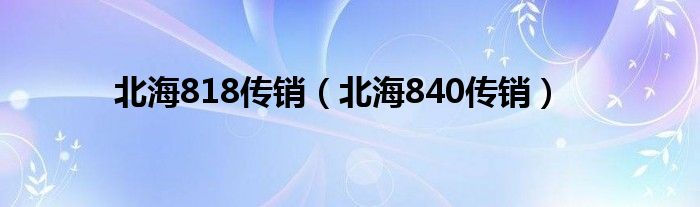 北海818传销（北海840传销）