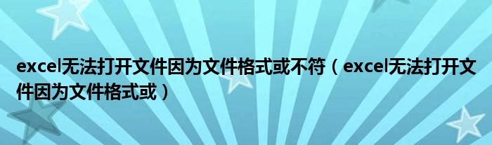 excel无法打开文件因为文件格式或不符（excel无法打开文件因为文件格式或）