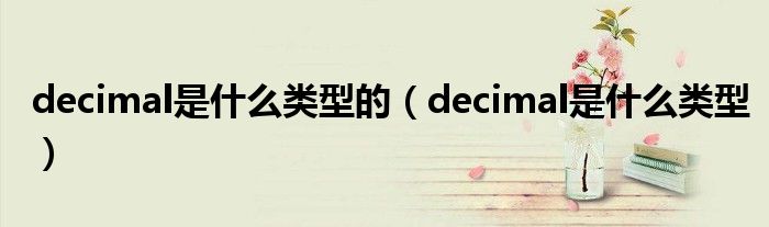 decimal是什么类型的（decimal是什么类型）