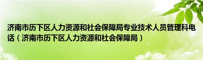 济南市历下区人力资源和社会保障局专业技术人员管理科电话（济南市历下区人力资源和社会保障局）