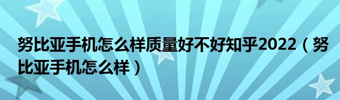 努比亚手机怎么样质量好不好知乎2022（努比亚手机怎么样）