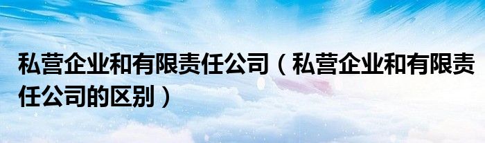 私营企业和有限责任公司（私营企业和有限责任公司的区别）