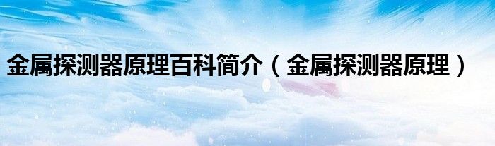 金属探测器原理百科简介（金属探测器原理）