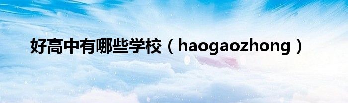 好高中有哪些学校（haogaozhong）