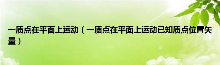 一质点在平面上运动（一质点在平面上运动已知质点位置矢量）