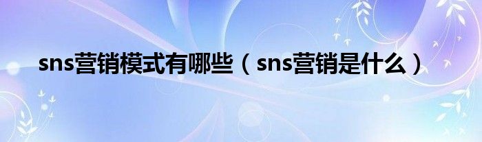 sns营销模式有哪些（sns营销是什么）