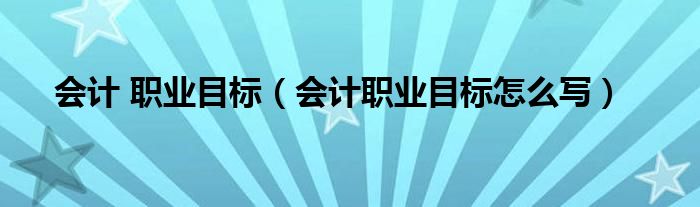 会计 职业目标（会计职业目标怎么写）