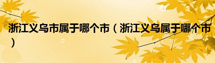 浙江义乌市属于哪个市（浙江义乌属于哪个市）