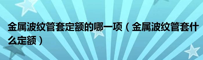 金属波纹管套定额的哪一项（金属波纹管套什么定额）