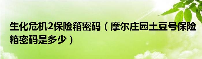 生化危机2保险箱密码（摩尔庄园土豆号保险箱密码是多少）