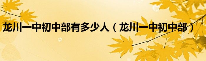 龙川一中初中部有多少人（龙川一中初中部）