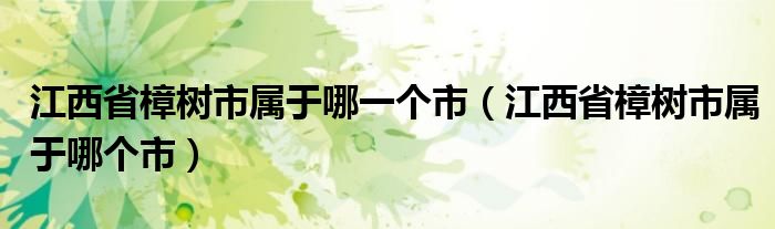 江西省樟树市属于哪一个市（江西省樟树市属于哪个市）