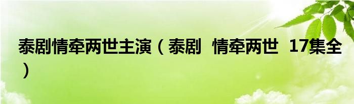 泰剧情牵两世主演（泰剧  情牵两世  17集全）