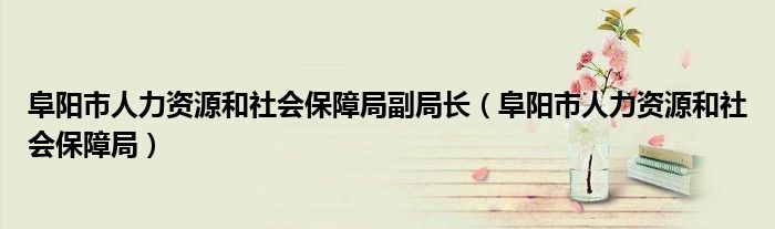 阜阳市人力资源和社会保障局副局长（阜阳市人力资源和社会保障局）