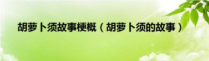 胡萝卜须故事梗概（胡萝卜须的故事）