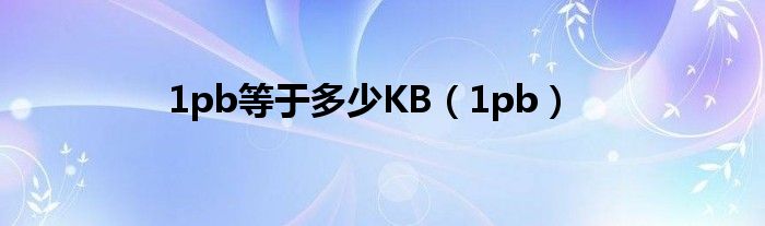 1pb等于多少KB（1pb）