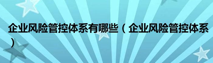 企业风险管控体系有哪些（企业风险管控体系）