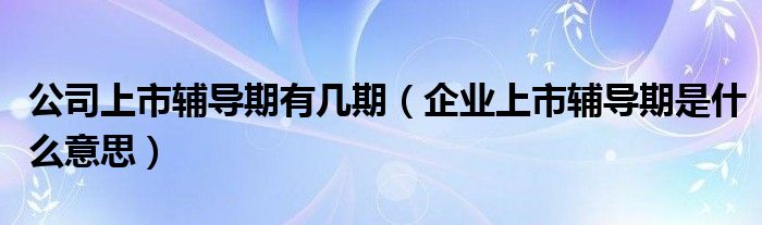 公司上市辅导期有几期（企业上市辅导期是什么意思）