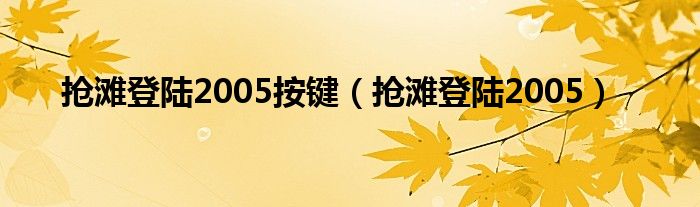 抢滩登陆2005按键（抢滩登陆2005）