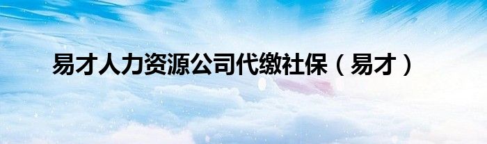 易才人力资源公司代缴社保（易才）