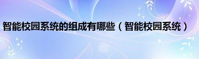 智能校园系统的组成有哪些（智能校园系统）