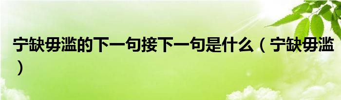 宁缺毋滥的下一句接下一句是什么（宁缺毋滥）