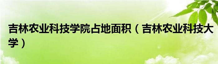 吉林农业科技学院占地面积（吉林农业科技大学）