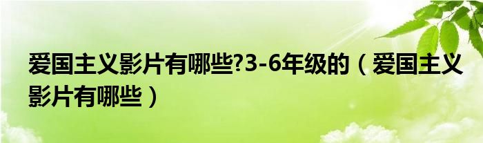 爱国主义影片有哪些?3-6年级的（爱国主义影片有哪些）