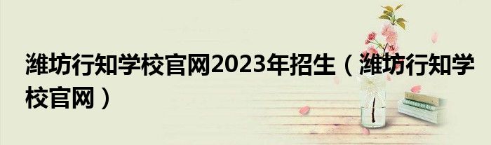 潍坊行知学校官网2023年招生（潍坊行知学校官网）