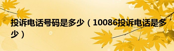 投诉电话号码是多少（10086投诉电话是多少）