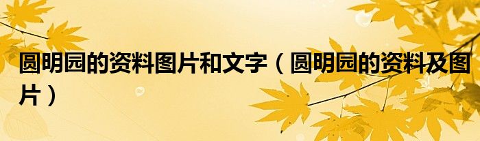 圆明园的资料图片和文字（圆明园的资料及图片）