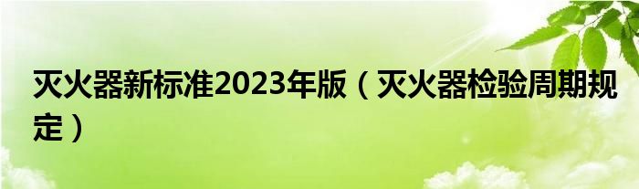 灭火器新标准2023年版（灭火器检验周期规定）