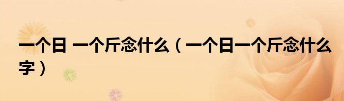 一个日 一个斤念什么（一个日一个斤念什么字）