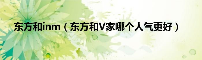 东方和inm（东方和V家哪个人气更好）