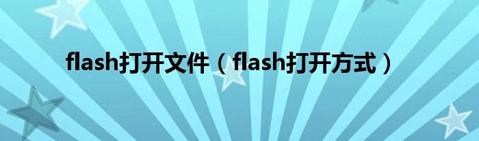 flash打开文件（flash打开方式）