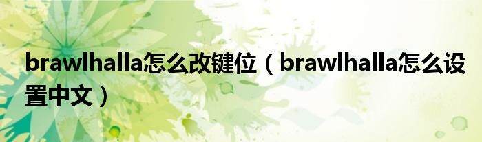 brawlhalla怎么改键位（brawlhalla怎么设置中文）