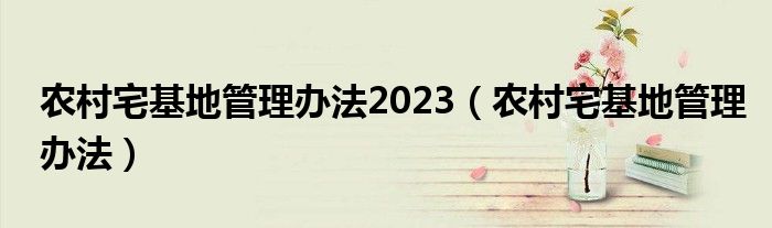 农村宅基地管理办法2023（农村宅基地管理办法）