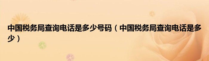 中国税务局查询电话是多少号码（中国税务局查询电话是多少）