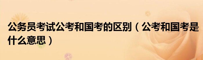 公务员考试公考和国考的区别（公考和国考是什么意思）