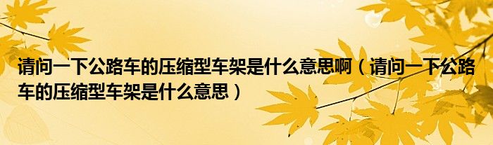 请问一下公路车的压缩型车架是什么意思啊（请问一下公路车的压缩型车架是什么意思）