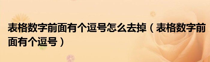 表格数字前面有个逗号怎么去掉（表格数字前面有个逗号）