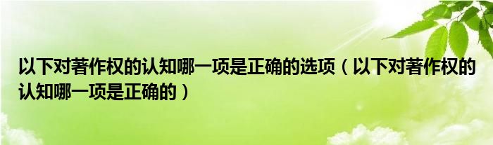 以下对著作权的认知哪一项是正确的选项（以下对著作权的认知哪一项是正确的）