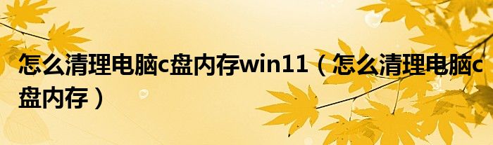 怎么清理电脑c盘内存win11（怎么清理电脑c盘内存）