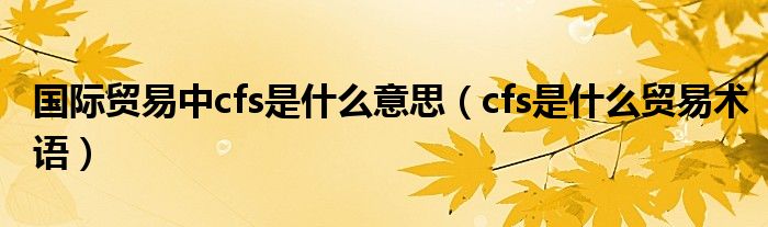 国际贸易中cfs是什么意思（cfs是什么贸易术语）