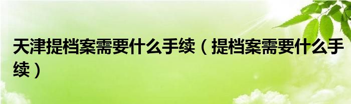 天津提档案需要什么手续（提档案需要什么手续）