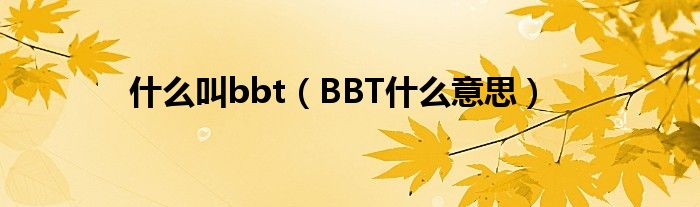 什么叫bbt（BBT什么意思）