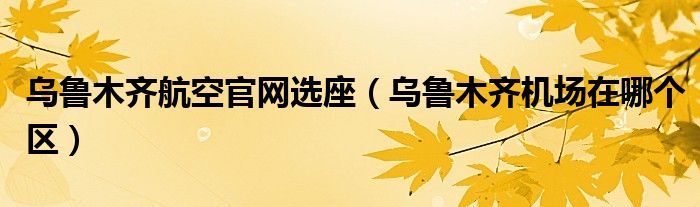 乌鲁木齐航空官网选座（乌鲁木齐机场在哪个区）